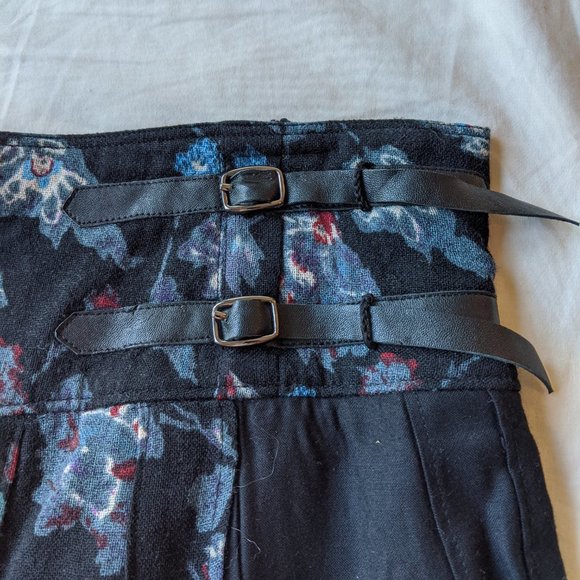 Free People Vintage Black Floral Large Mini Skirt - Picture 2 of 8